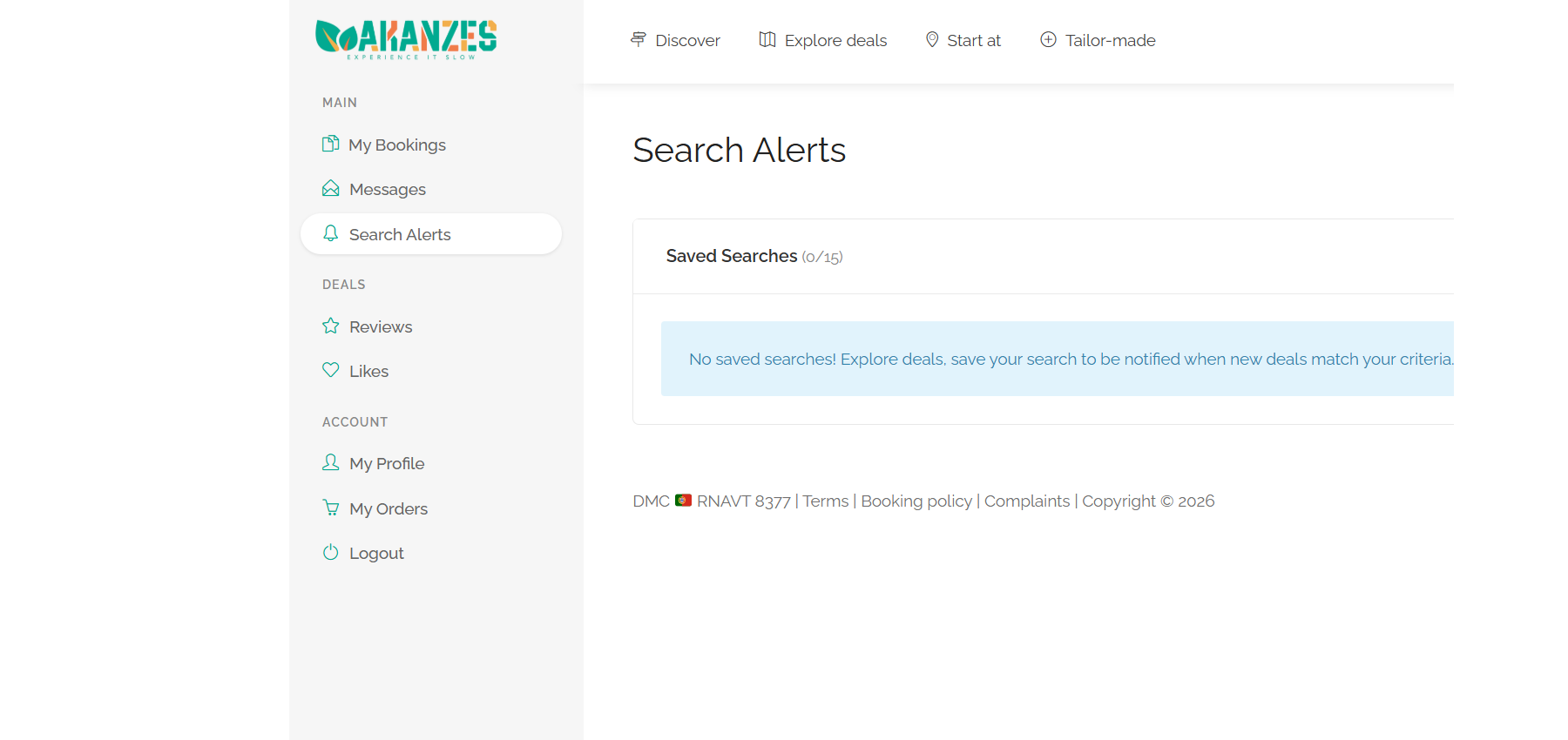 Check my search alerts